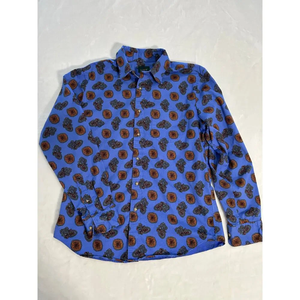 Vintage J Crew Oarsmen Men's Medium Blue Paisley